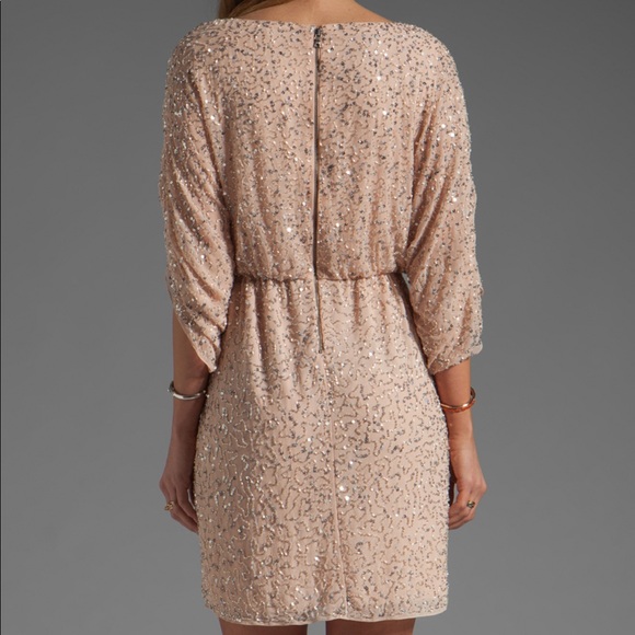 Alice + Olivia Olympia Beaded Sequin Peach Dress - Picture 2 of 6